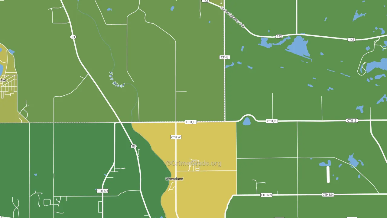Wheatland, WI Map of Drug-Related Crime Rates