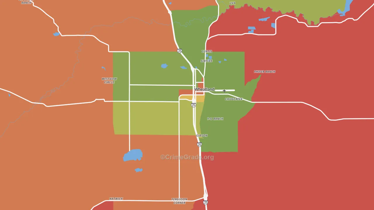 Wheatland, WY Map of Drug-Related Crime Rates