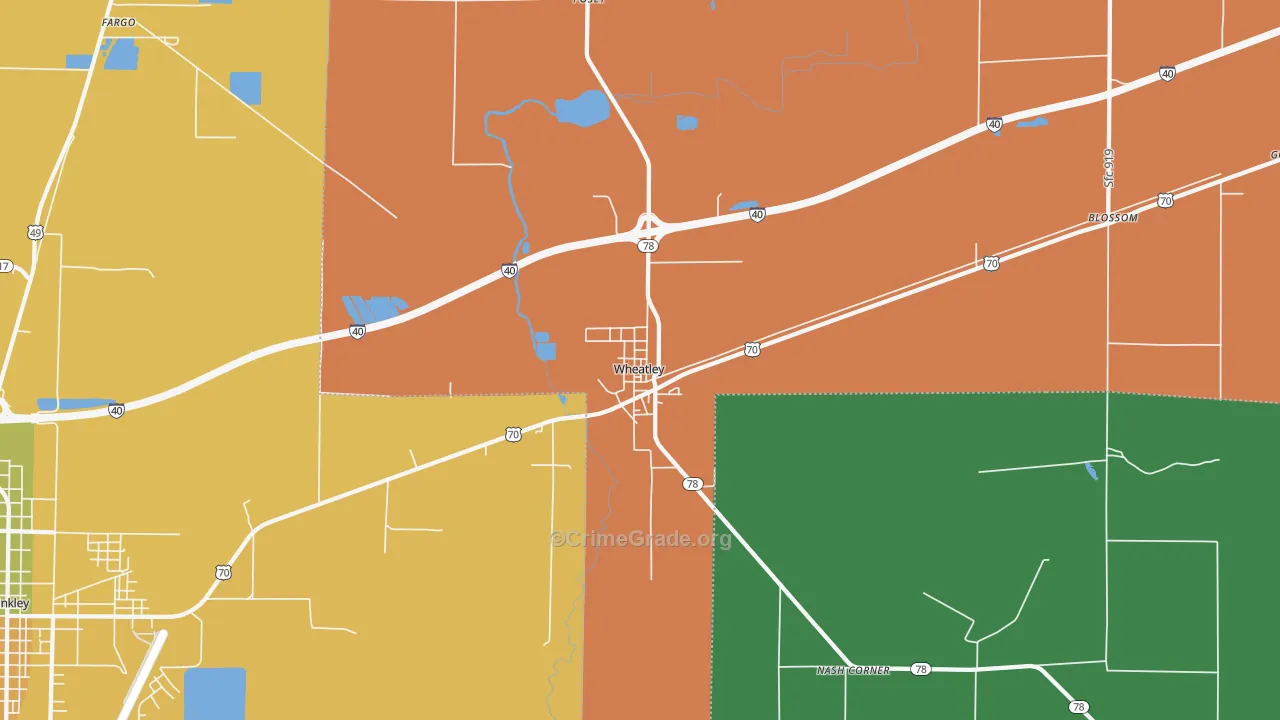 Wheatley, AR Map of Drug-Related Crime Rates
