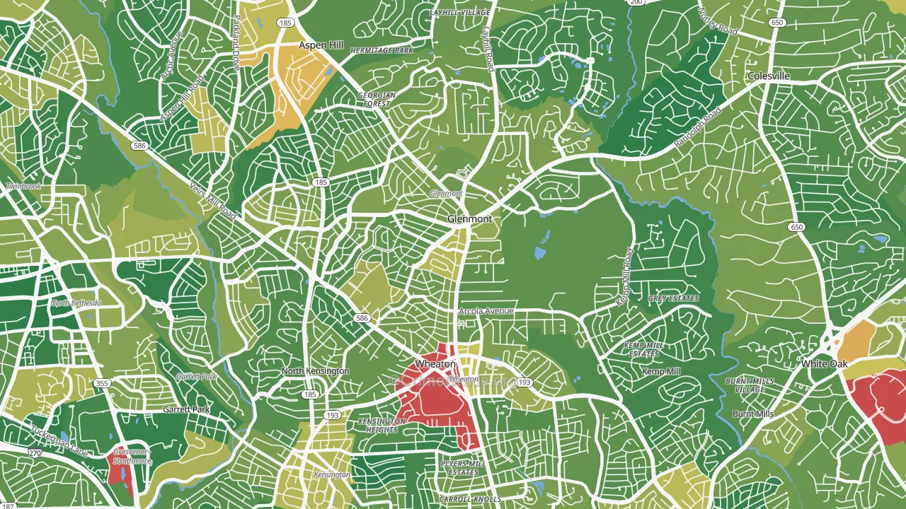 Wheaton-Glenmont, Wheaton, MD Map of Drug-Related Crime Rates