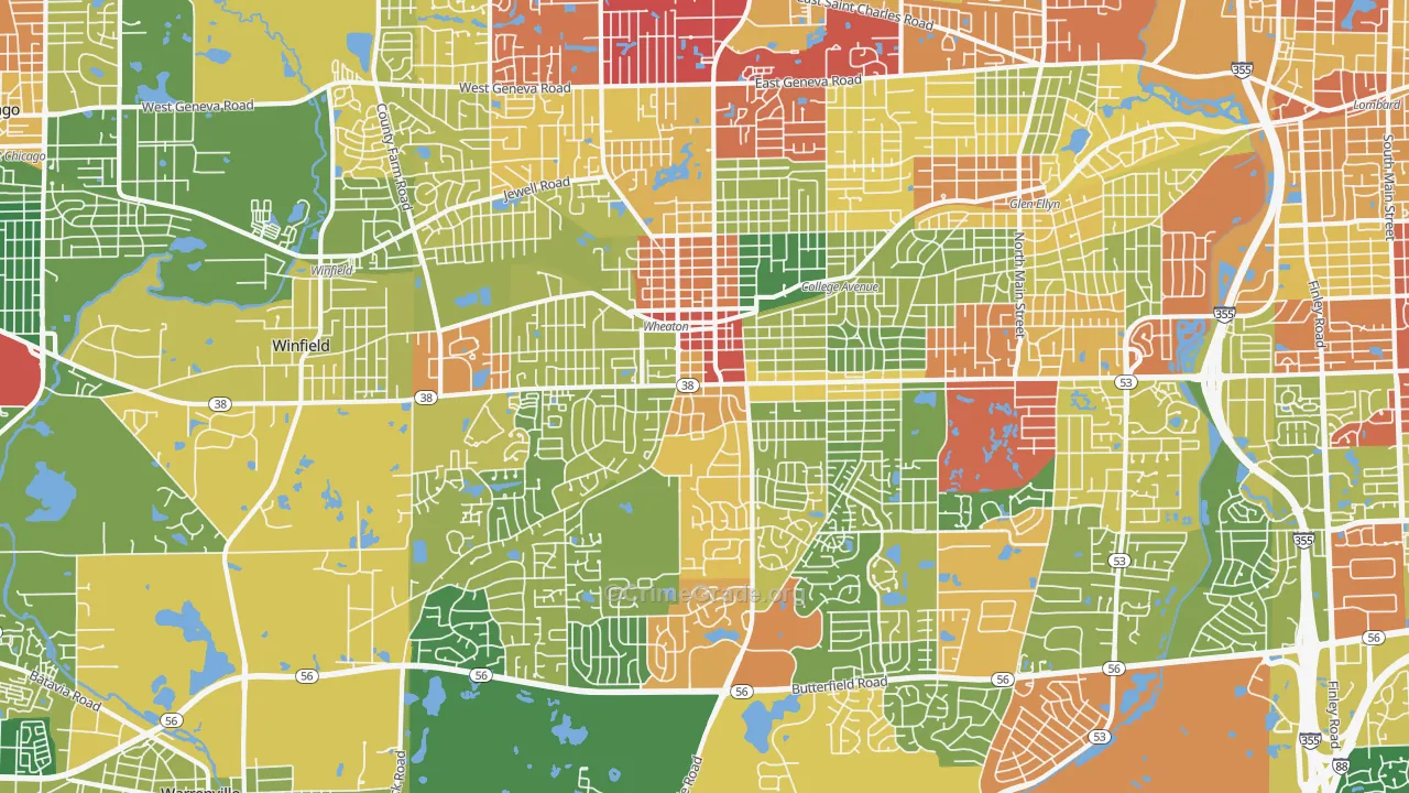Wheaton, IL Map of Drug-Related Crime Rates