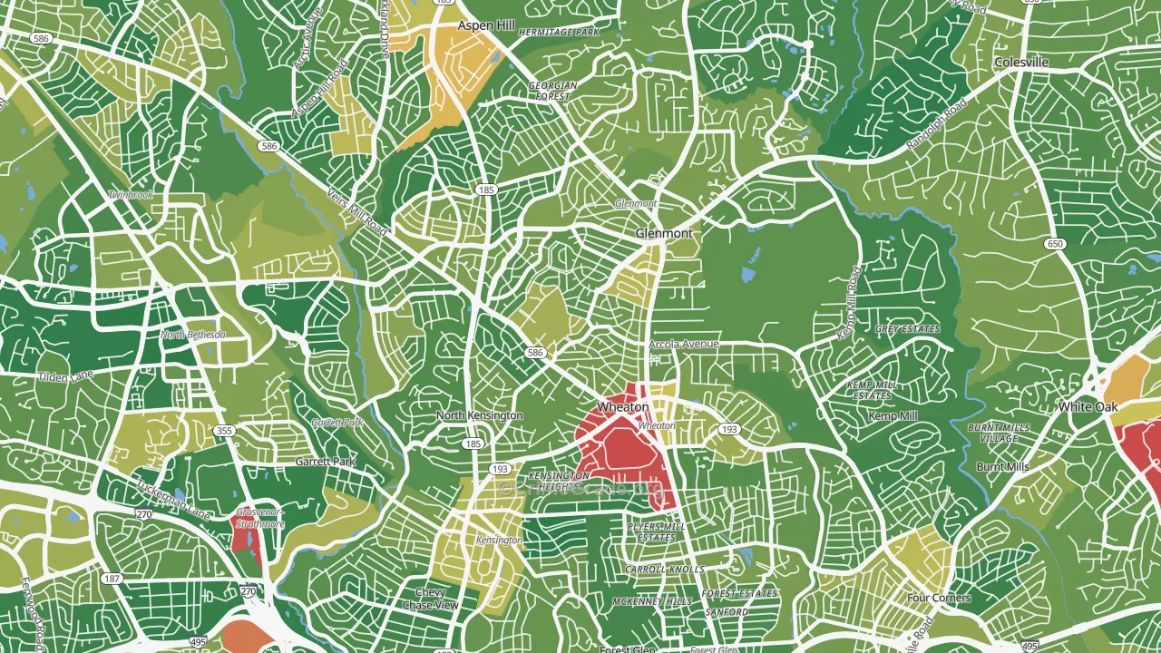 Wheaton, MD Map of Drug-Related Crime Rates
