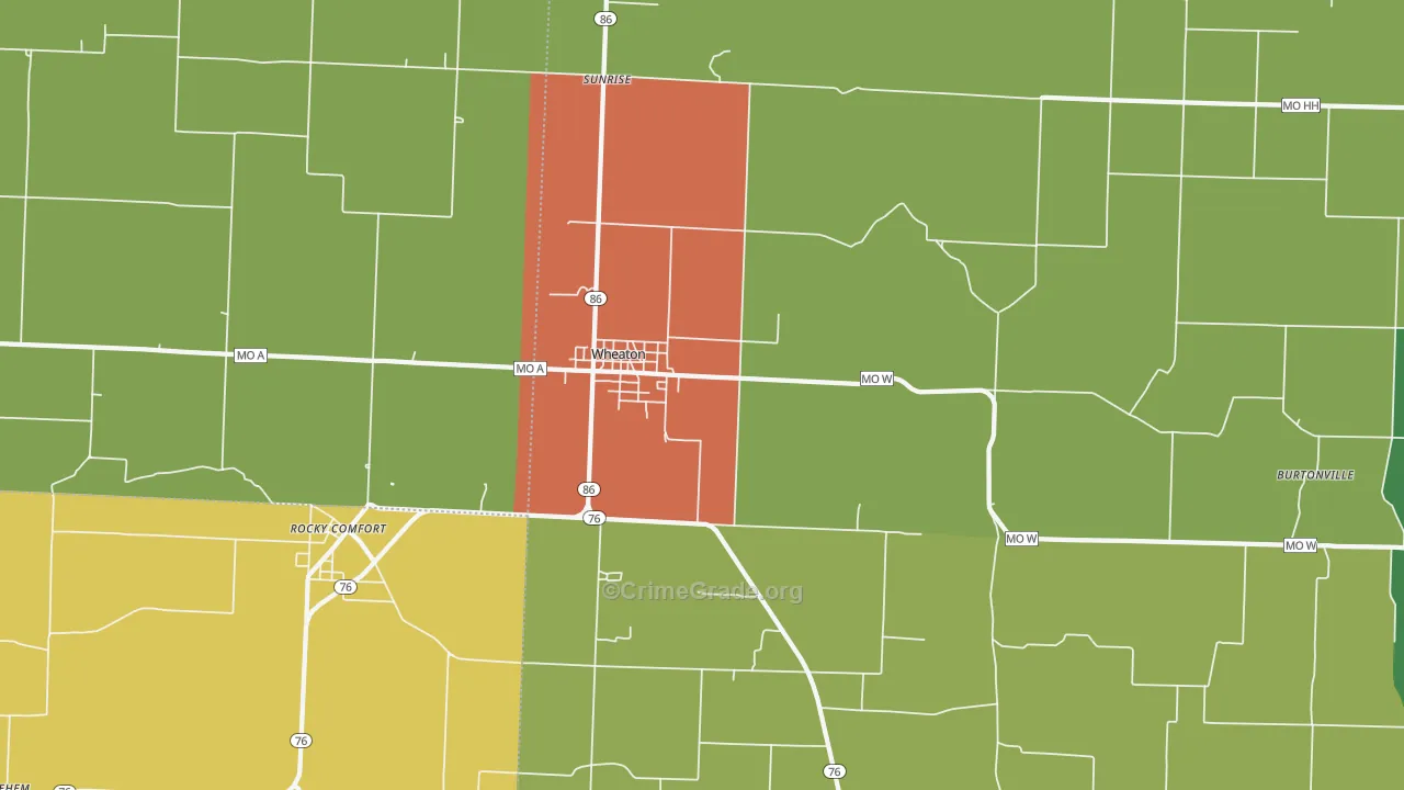 Wheaton, MO Map of Drug-Related Crime Rates