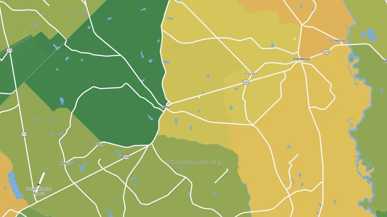 Wheeler County, GA Map of Drug-Related Crime Rates