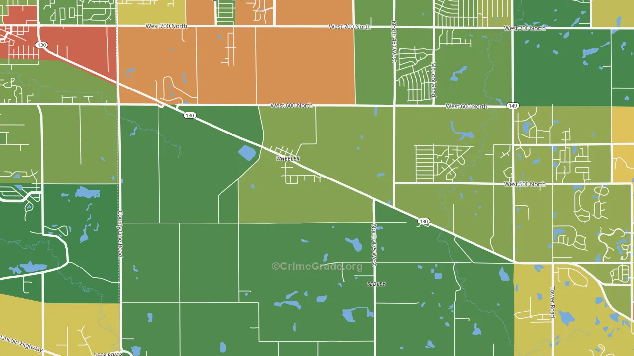 Wheeler, IN Map of Drug-Related Crime Rates
