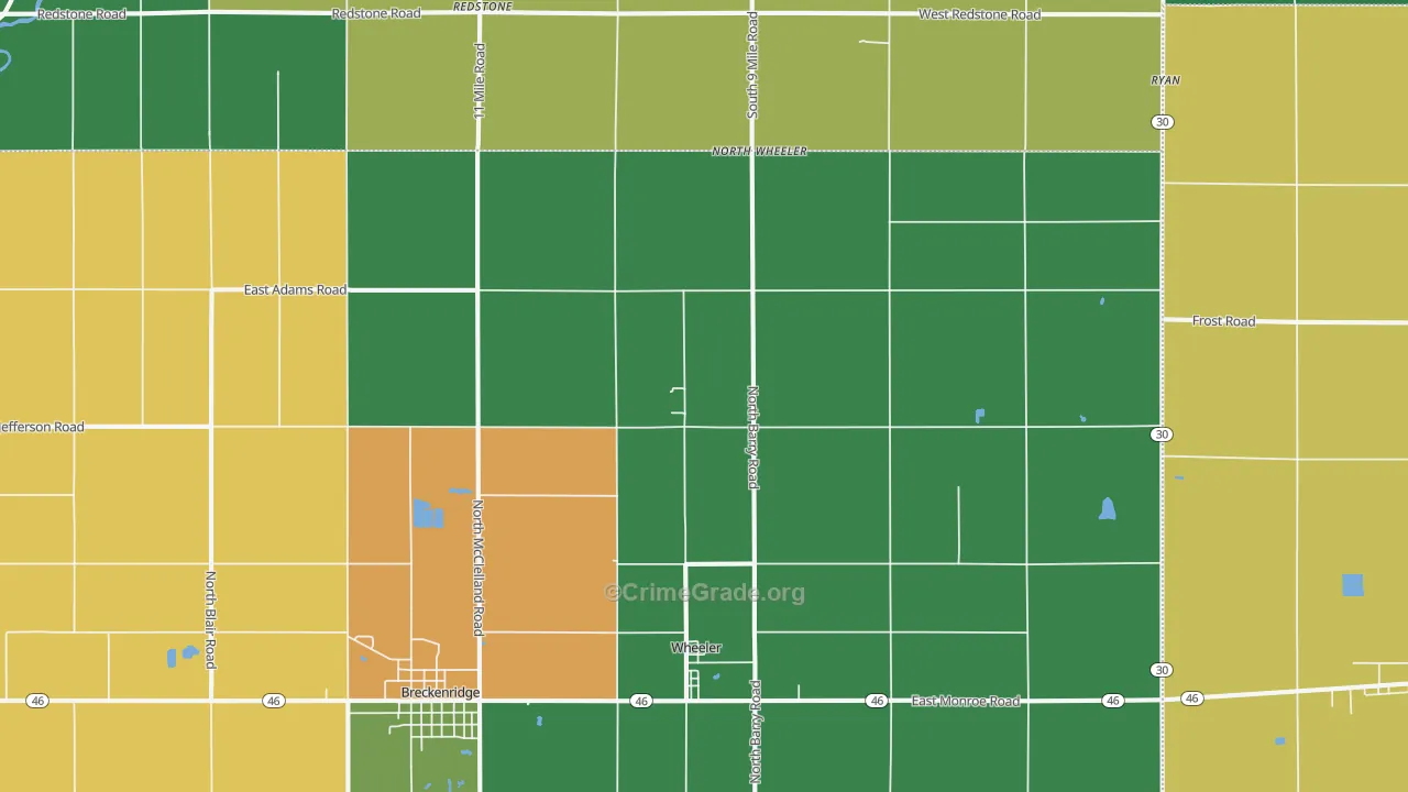Wheeler, MI Map of Drug-Related Crime Rates