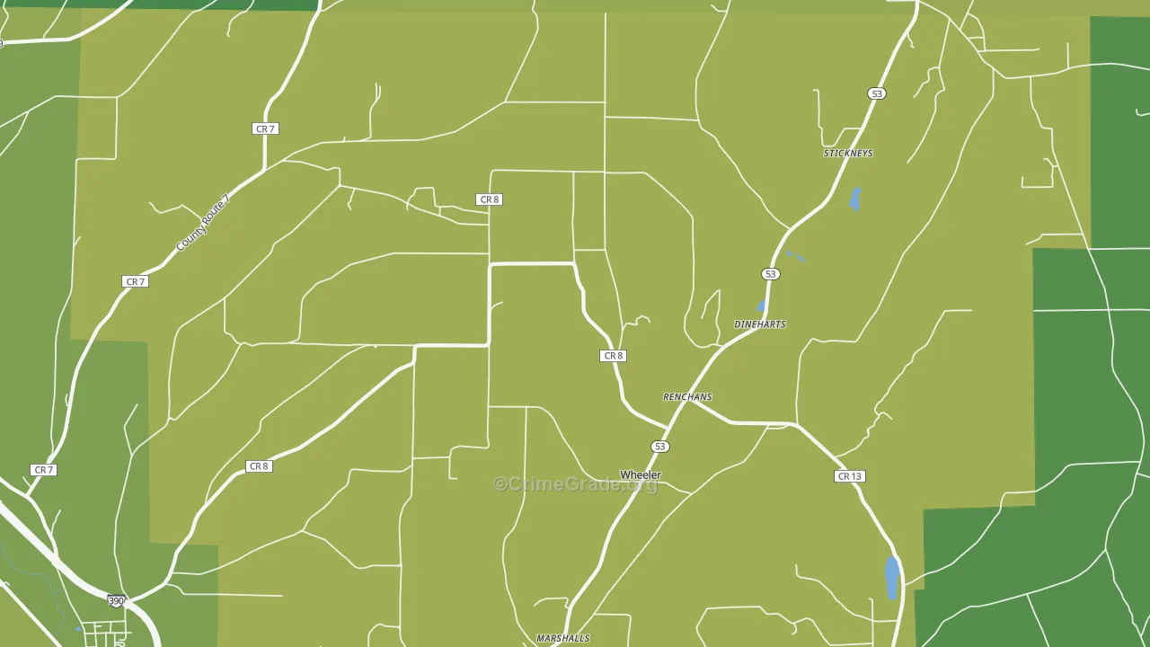 Wheeler, NY Map of Drug-Related Crime Rates