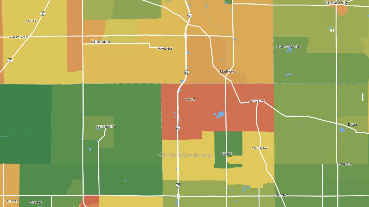 Wheeling, IN Map of Drug-Related Crime Rates