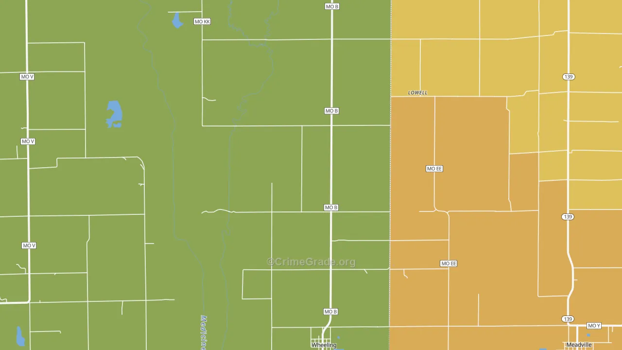 Wheeling, MO Map of Drug-Related Crime Rates