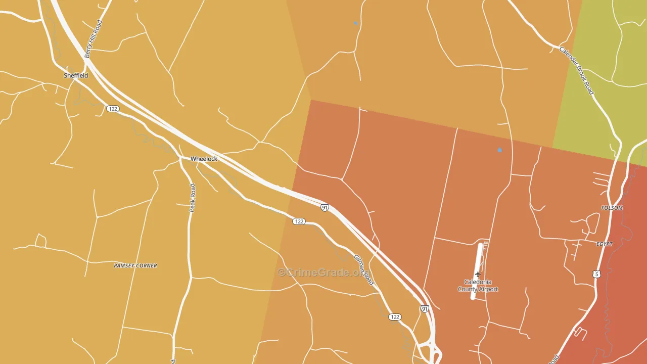 Wheelock, VT Map of Drug-Related Crime Rates