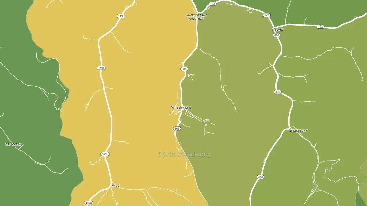 Wheelwright, KY Map of Drug-Related Crime Rates