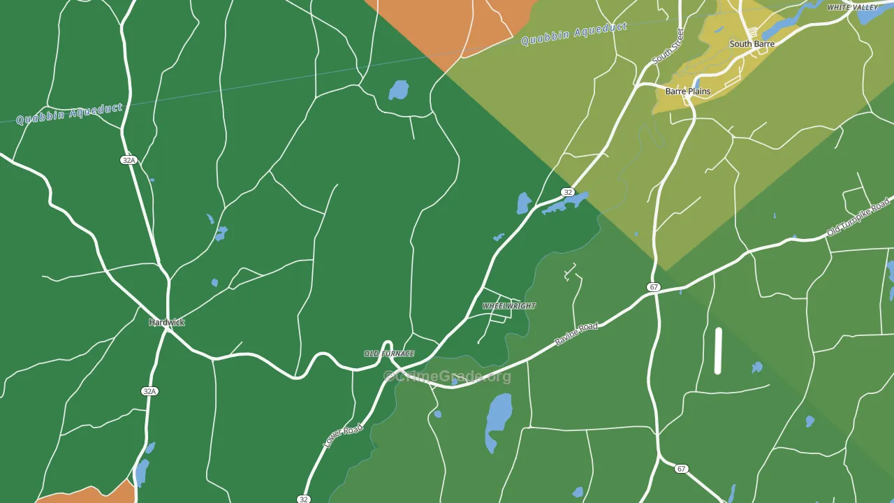 Wheelwright, MA Map of Drug-Related Crime Rates