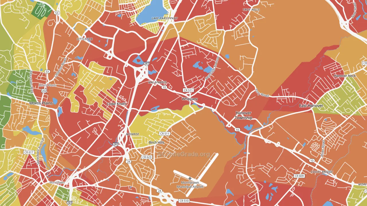Whippany, NJ Map of Drug-Related Crime Rates