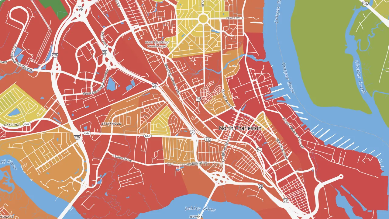 Whipper Barnoy, North Charleston, SC Map of Drug-Related Crime Rates