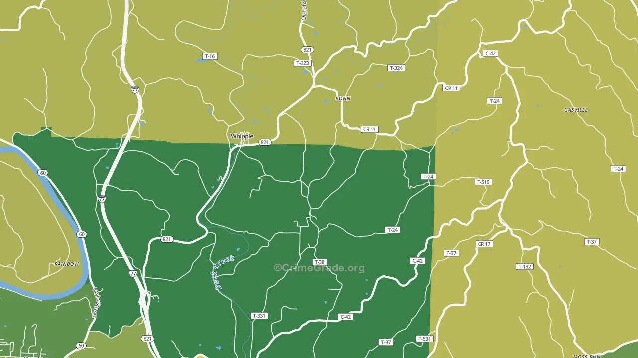 Whipple, OH Map of Drug-Related Crime Rates