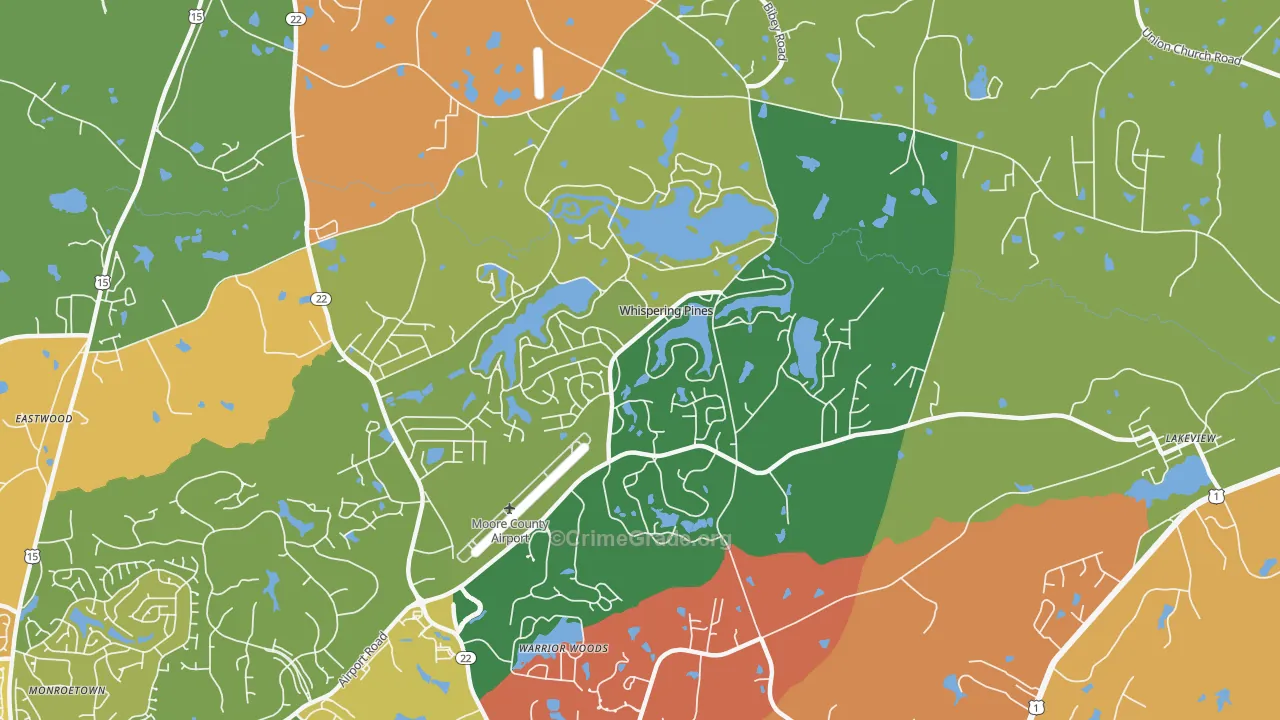 Whispering Pines, NC Map of Drug-Related Crime Rates