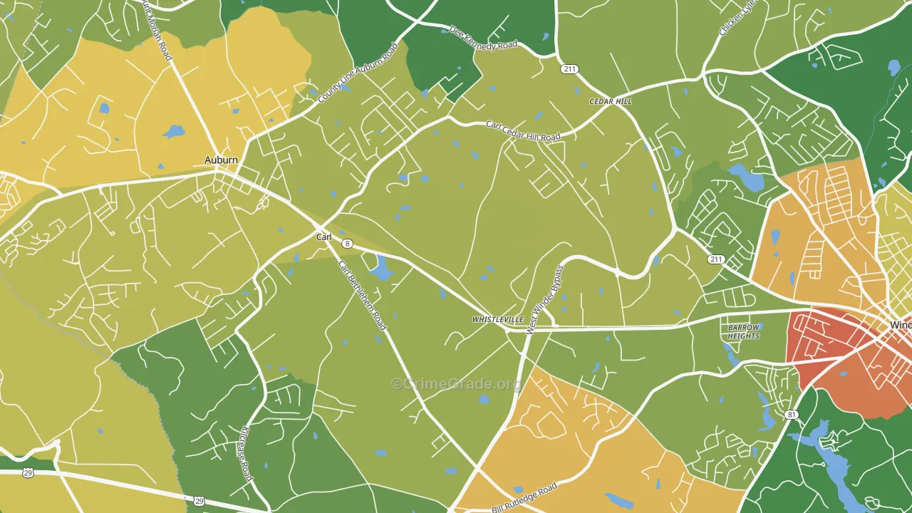 Whistleville, GA Map of Drug-Related Crime Rates