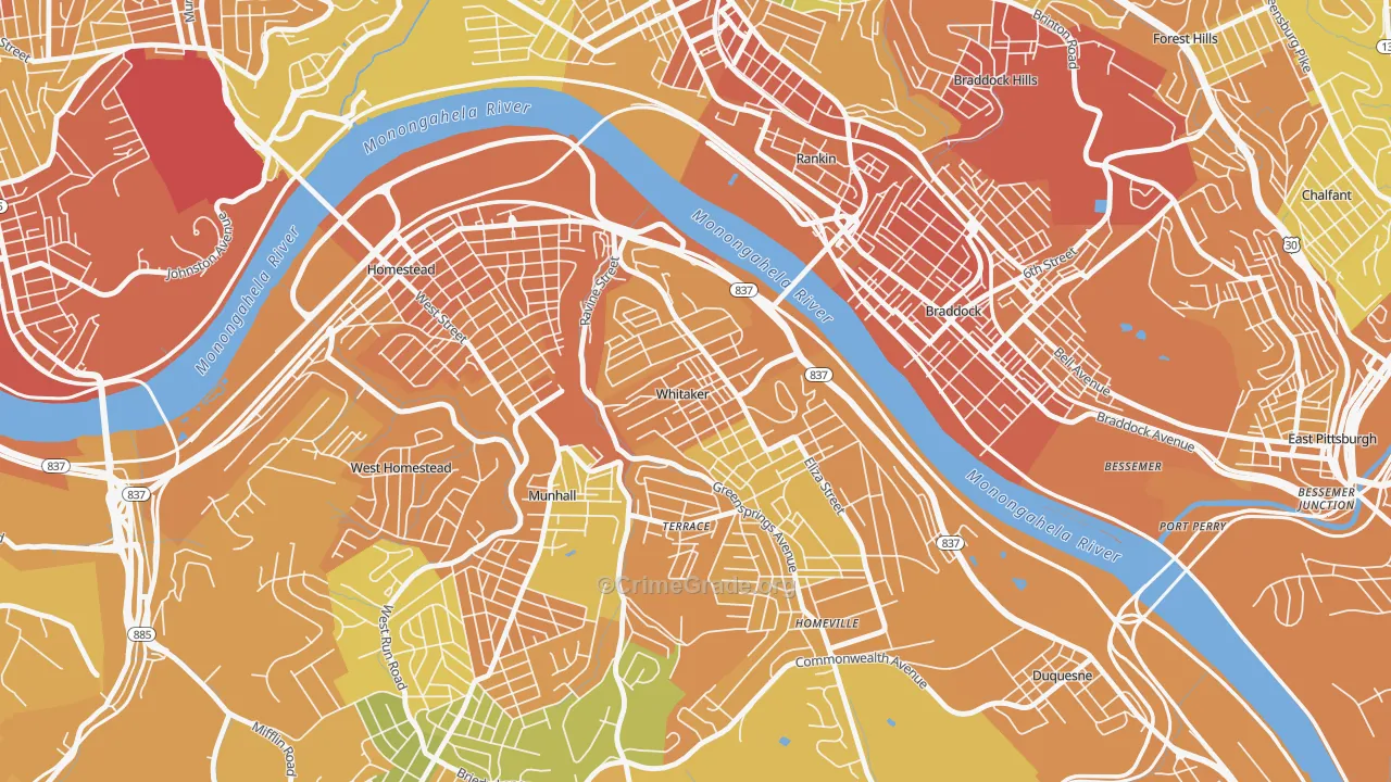 Whitaker, PA Map of Drug-Related Crime Rates