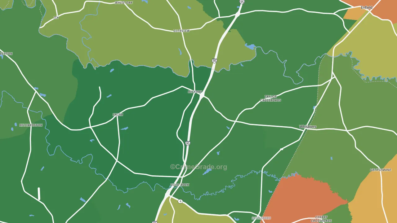 Whitakers, NC Map of Drug-Related Crime Rates