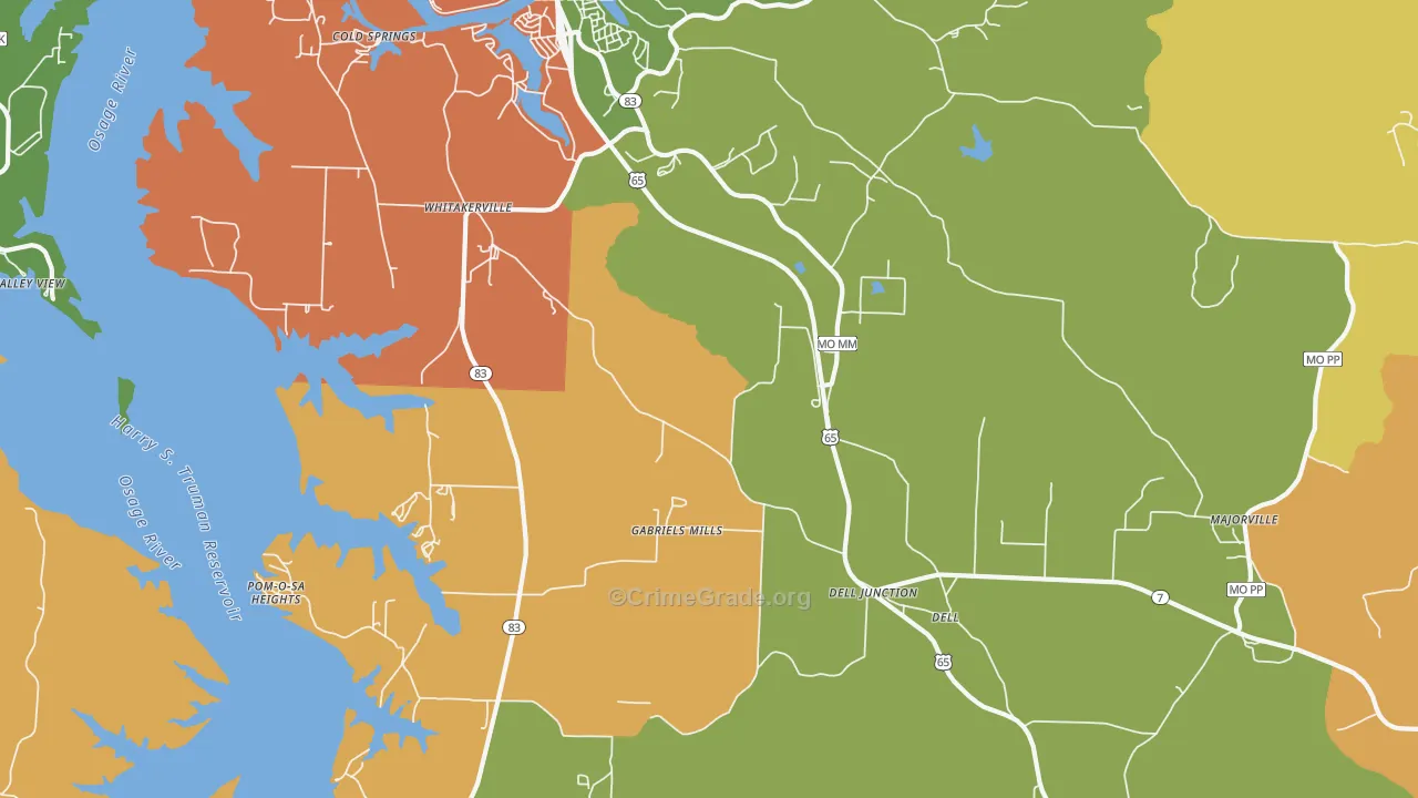 Whitakerville, MO Map of Drug-Related Crime Rates