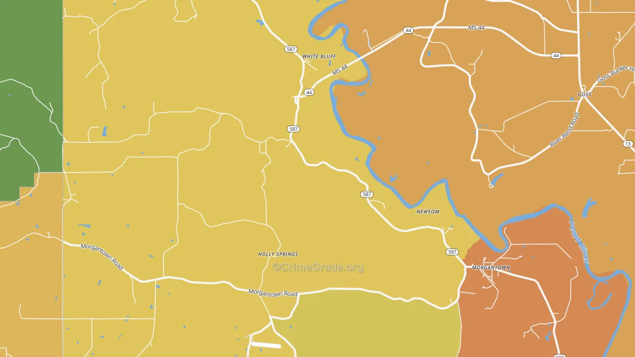 White Bluff, MS Map of Drug-Related Crime Rates