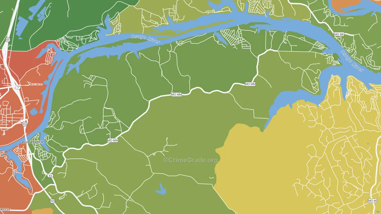 White Branch, MO Map of Drug-Related Crime Rates