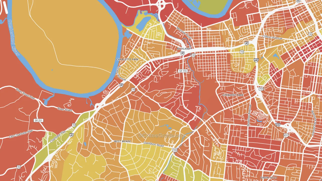 White Bridge, Nashville, TN Map of Drug-Related Crime Rates