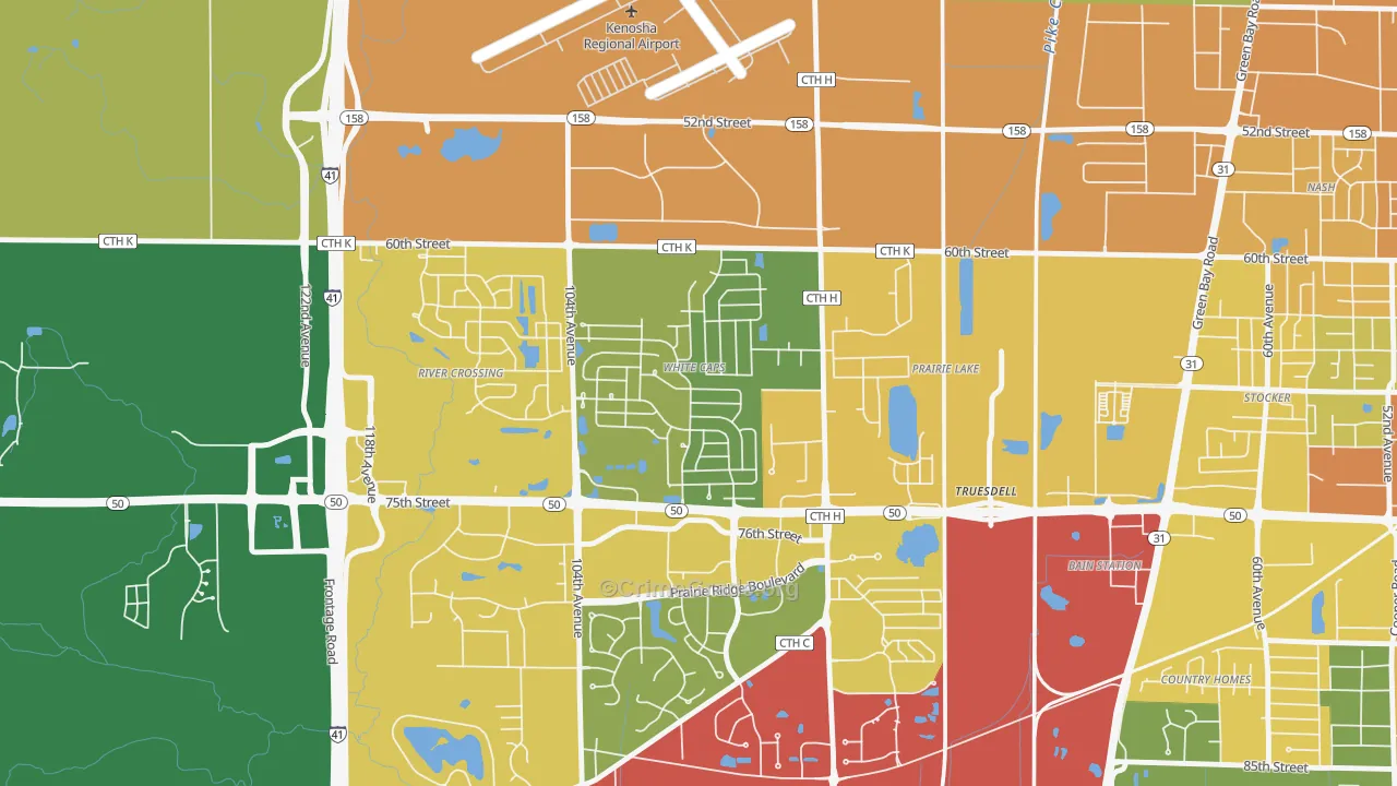 White Caps, Kenosha, WI Map of Drug-Related Crime Rates