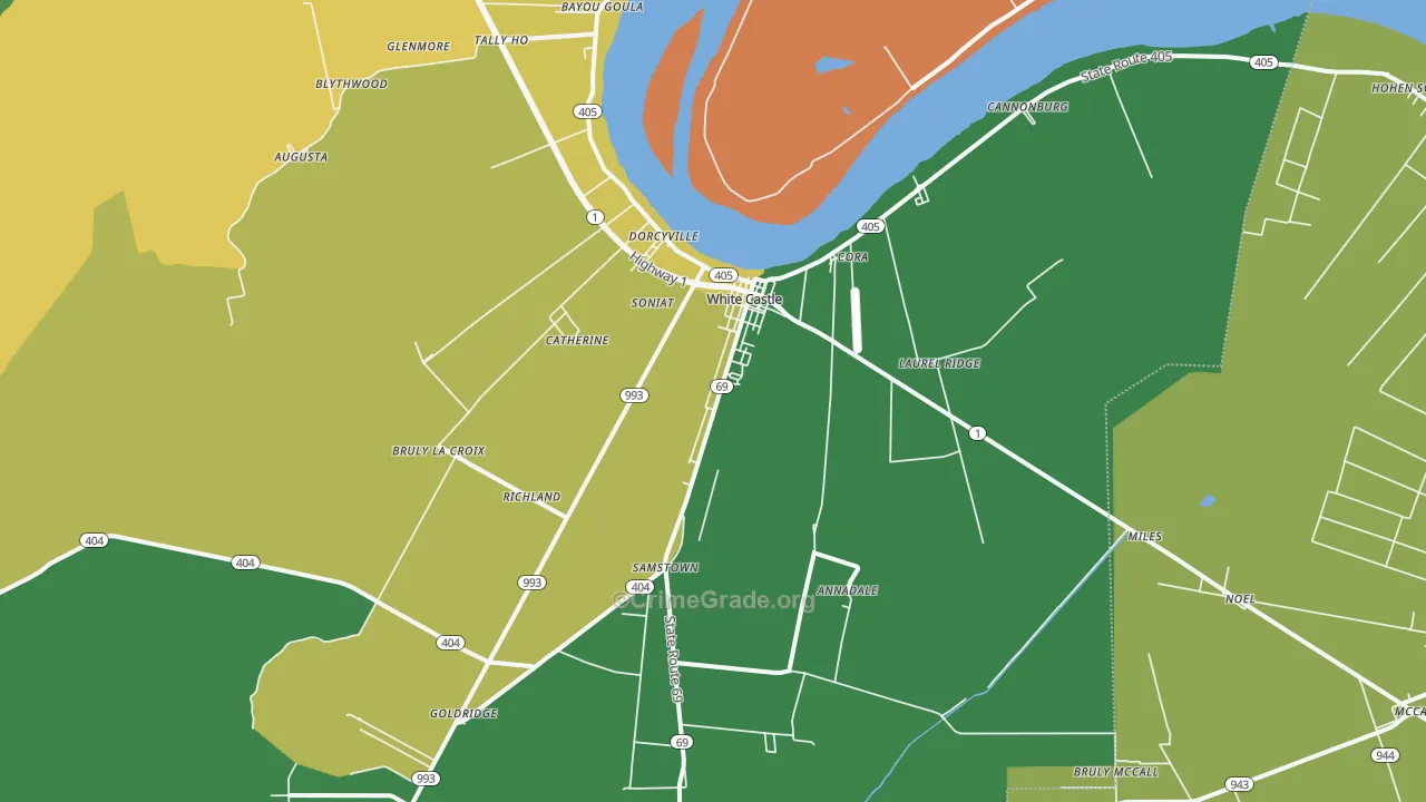 White Castle, LA Map of Drug-Related Crime Rates