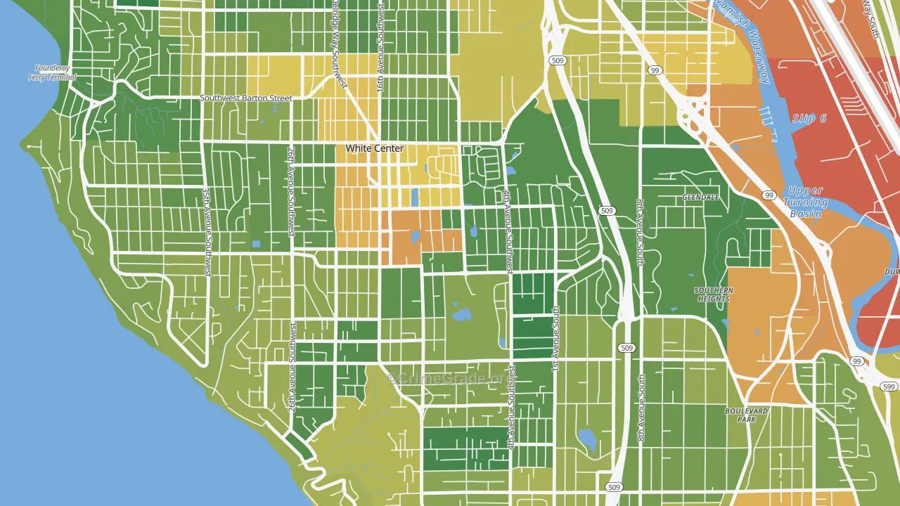 White Center, WA Map of Drug-Related Crime Rates
