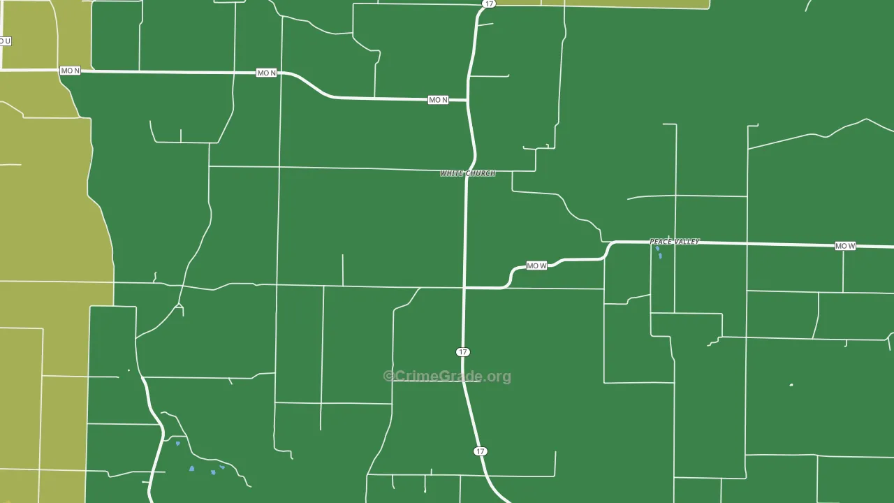 White Church, MO Map of Drug-Related Crime Rates