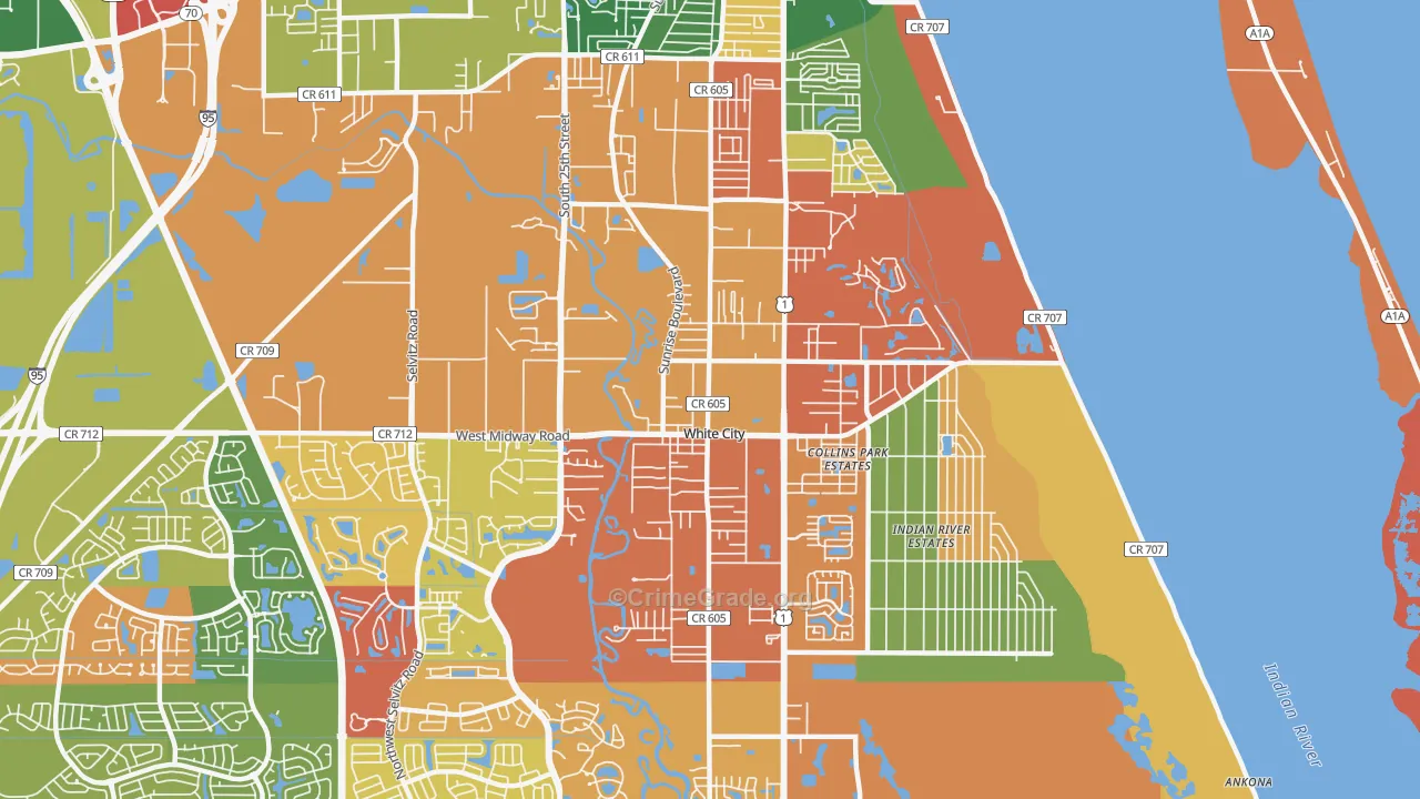 White City, Fort Pierce, FL Map of Drug-Related Crime Rates