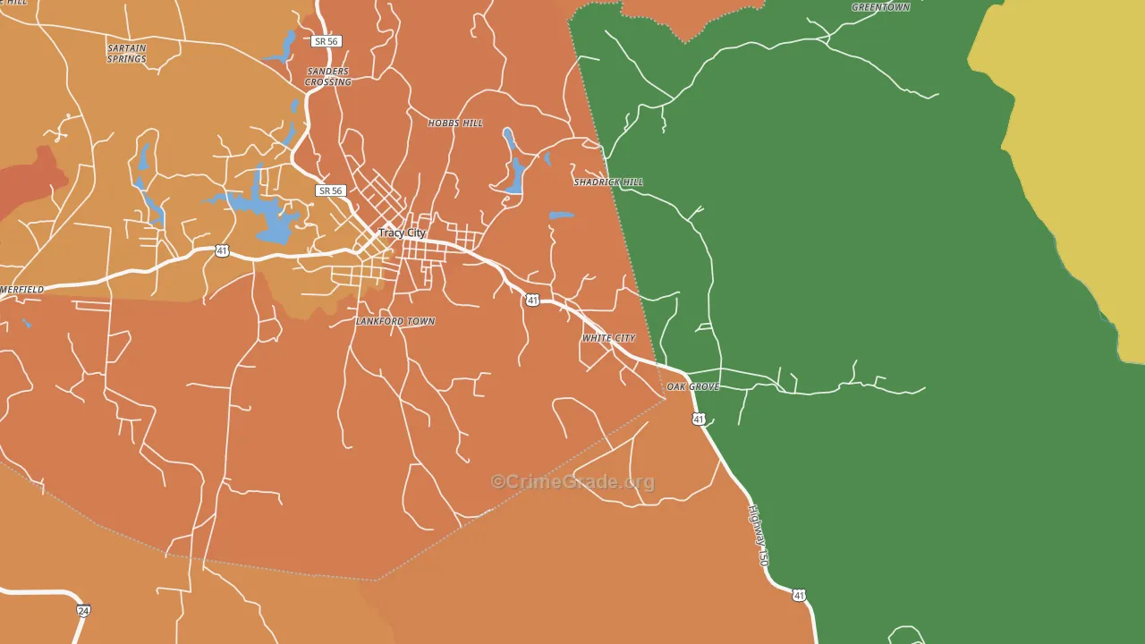 White City, TN Map of Drug-Related Crime Rates