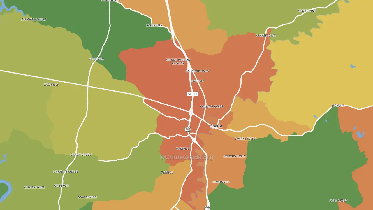 White County, TN Map of Drug-Related Crime Rates