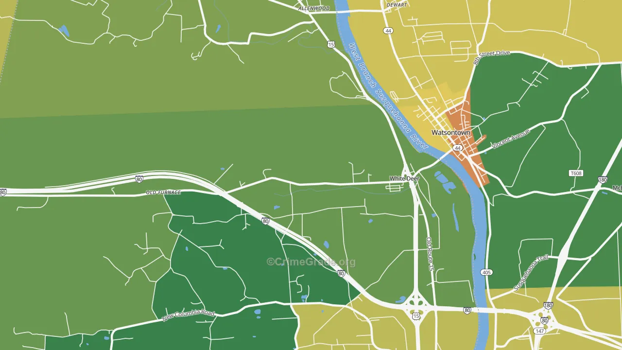 White Deer, PA Map of Drug-Related Crime Rates