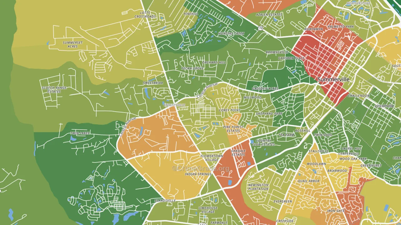 White Gables, Summerville, SC Map of Drug-Related Crime Rates