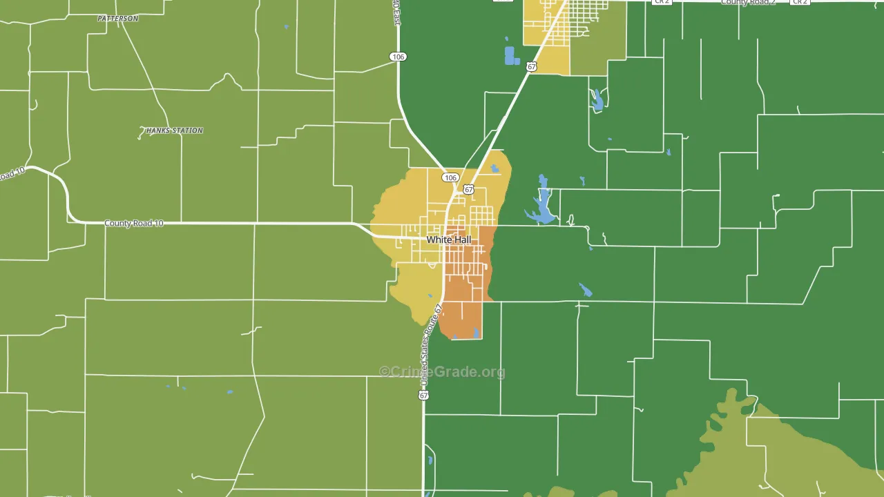 White Hall, IL Map of Drug-Related Crime Rates