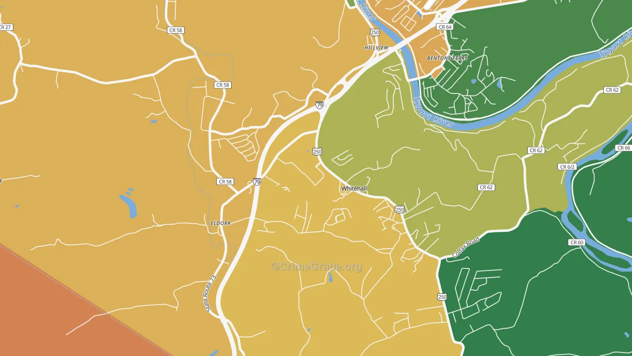 White Hall, WV Map of Drug-Related Crime Rates