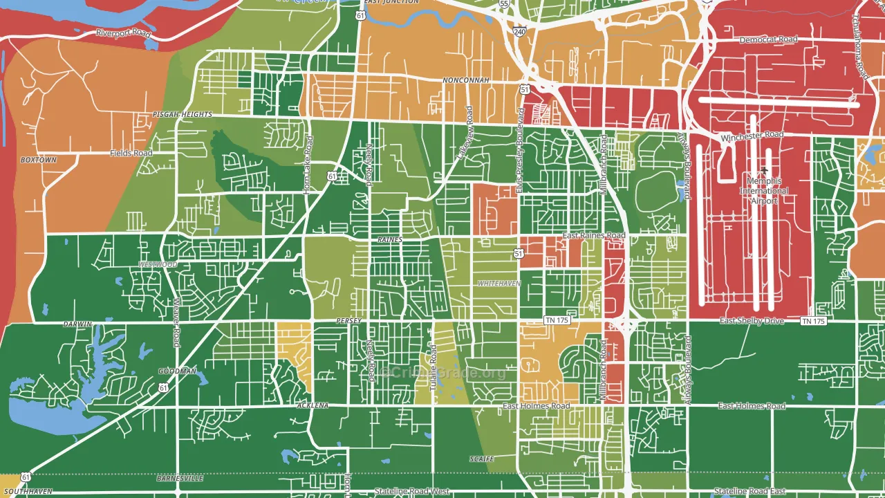White Haven-Coro Lake, Memphis, TN Map of Drug-Related Crime Rates