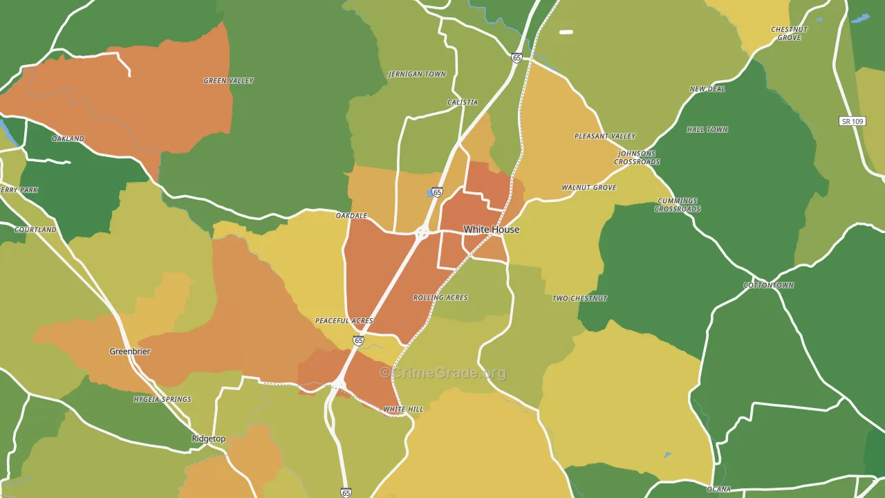 White House, TN Map of Drug-Related Crime Rates