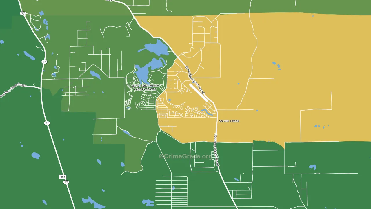 White Mountain Lake, AZ Map of Drug-Related Crime Rates