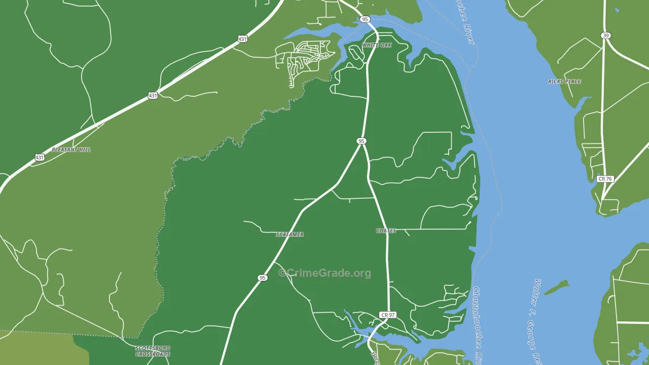 White Oak, AL Map of Drug-Related Crime Rates