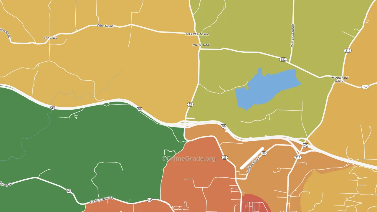White Oak, AR Map of Drug-Related Crime Rates