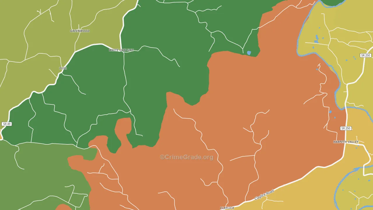White Oak Flat, TN Map of Drug-Related Crime Rates