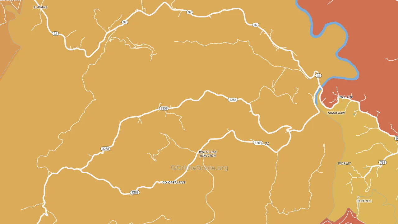 White Oak Junction, KY Map of Drug-Related Crime Rates