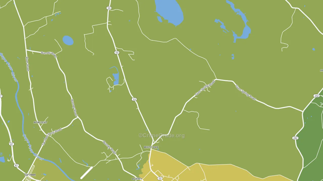 White Oak, NC Map of Drug-Related Crime Rates