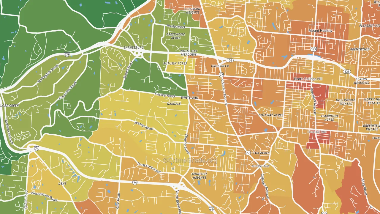 White Oak, OH Map of Drug-Related Crime Rates
