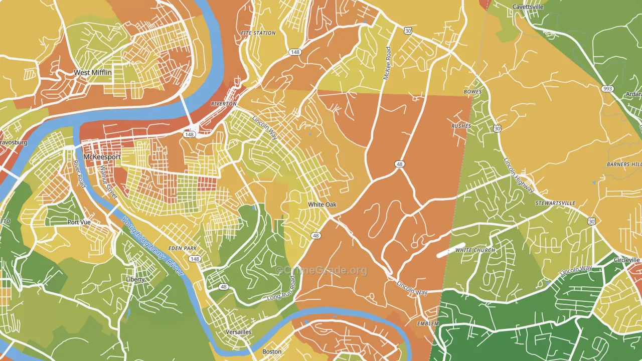 White Oak, PA Map of Drug-Related Crime Rates