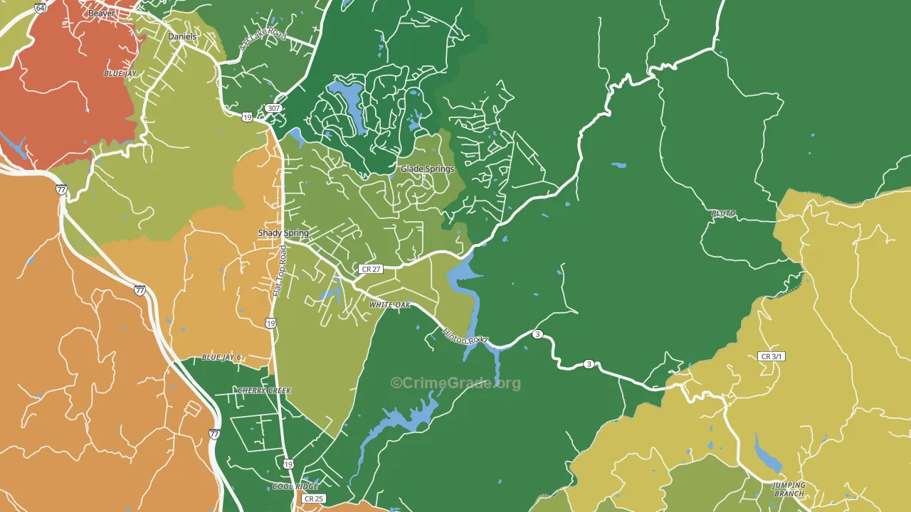 White Oak, WV Map of Drug-Related Crime Rates