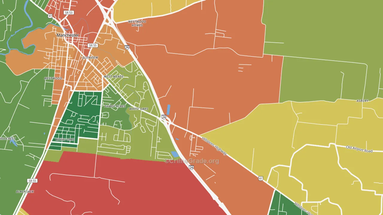 White Oaks, TN Map of Drug-Related Crime Rates